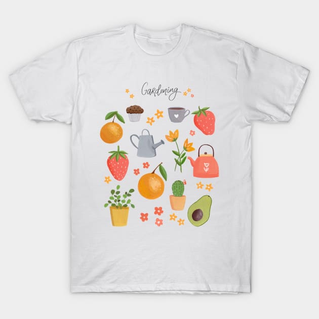 Gardening Art Print T-Shirt by Markdisha Designs